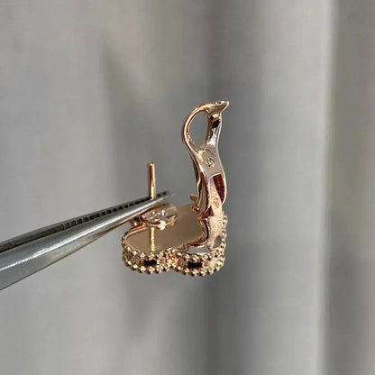 ミロ クローバー ミディアム 1 モチーフ ピンクMOP ダイヤモンド イヤリング