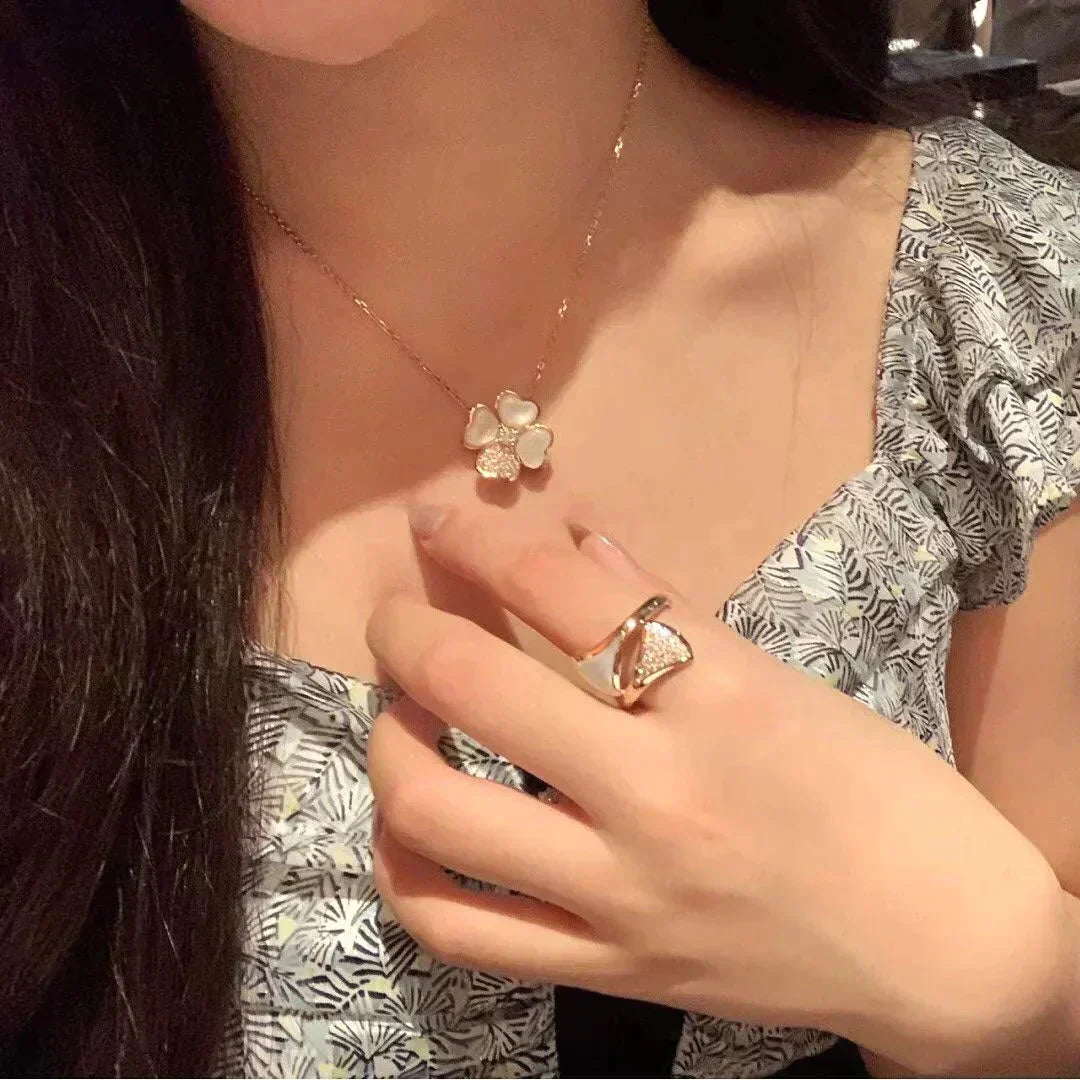 Miro クローバー モップ ダイヤモンド ローズゴールド ネックレス