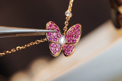Miro BUTTERFLY RED DIAMOND ROSE GOLD NECKLACE