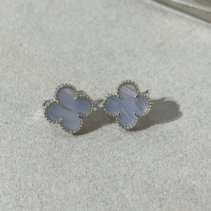 Miro クローバー カルセドニー シルバー スタッドピアス