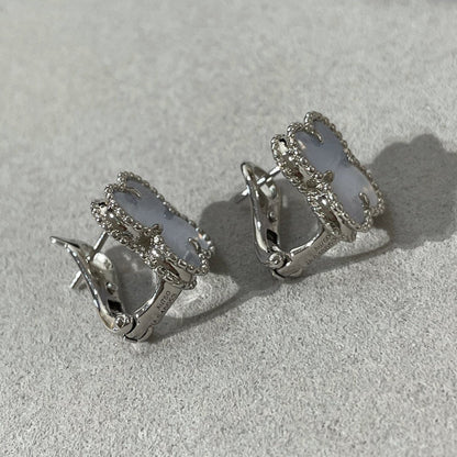 Miro クローバー カルセドニー シルバー スタッドピアス
