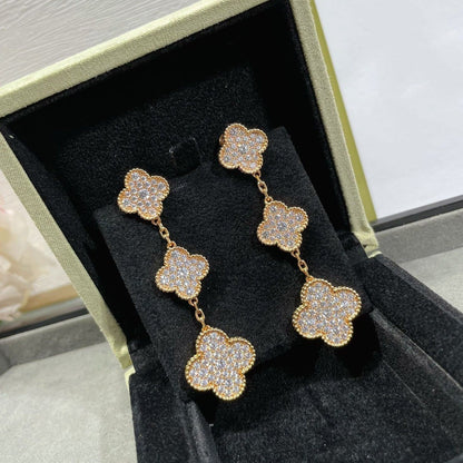 Miro CLOVER 3モチーフ ダイヤモンド パヴェ ローズゴールド ピアス