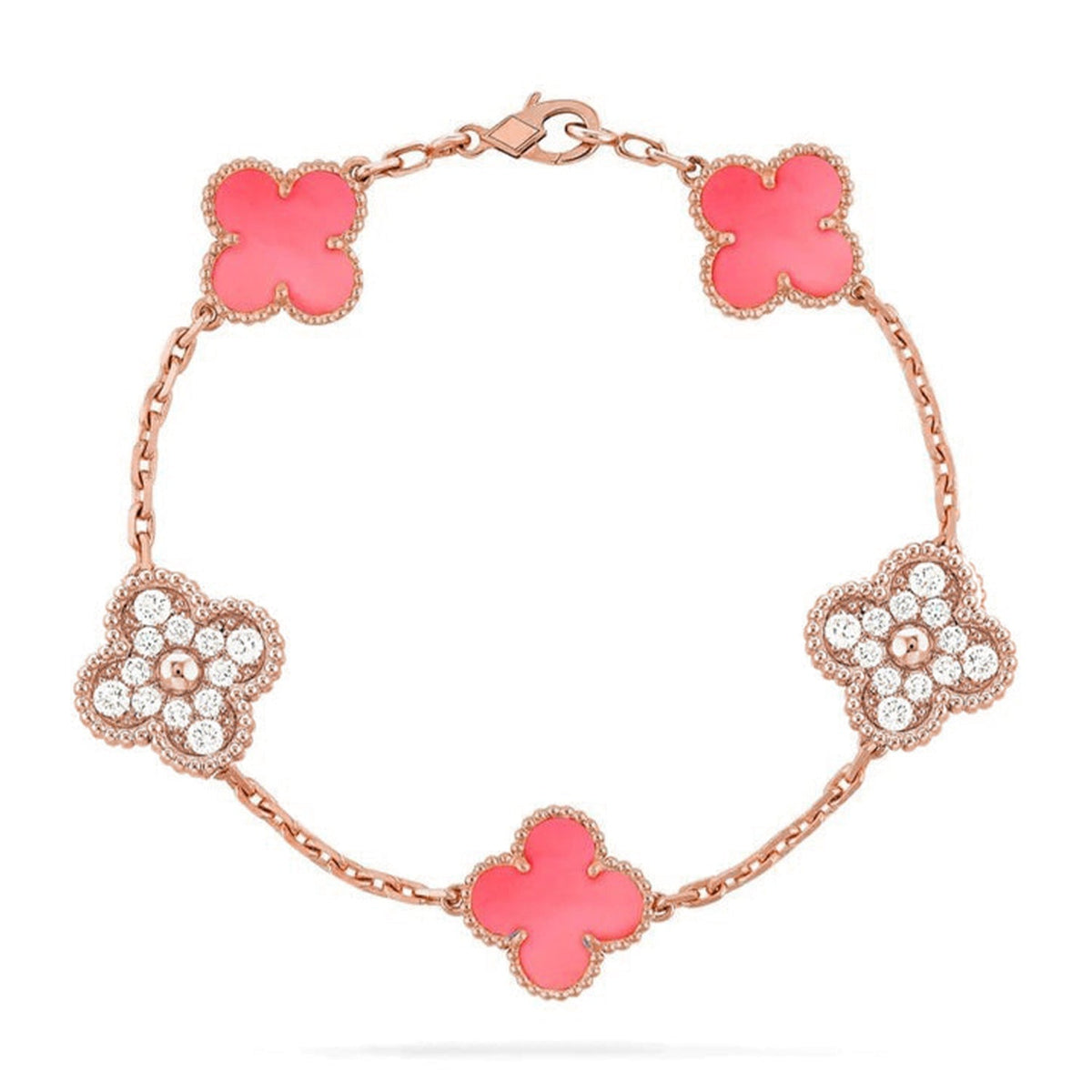 [Miro ]New  CLOVER 5 MOTIFS  PINK MOP BRACELET COLLECTION