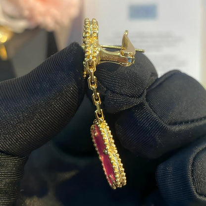 [Miro]NEW CLOVER 2 MOTIF PINK ENAMEL EARRINGS