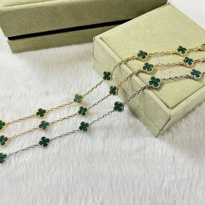 [ミーロ] クローバー6モチーフ マラカイトブレスレット