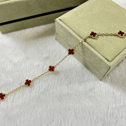 [Miro ]CLOVER 6 MOTIF RED AGATE BRACELET