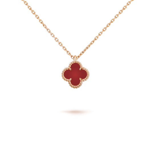 Miro CLOVER MINI 9.5MM WHITE CARNELIANS NECKLACE