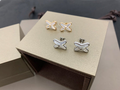 Miro JEUX DE WHITE MOP SILVER DIAMOND イヤリング