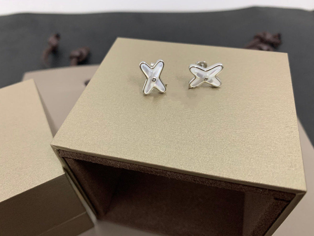 Miro JEUX DE WHITE MOP SILVER DIAMOND イヤリング