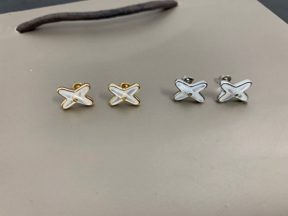 Miro JEUX DE WHITE MOP SILVER DIAMOND イヤリング