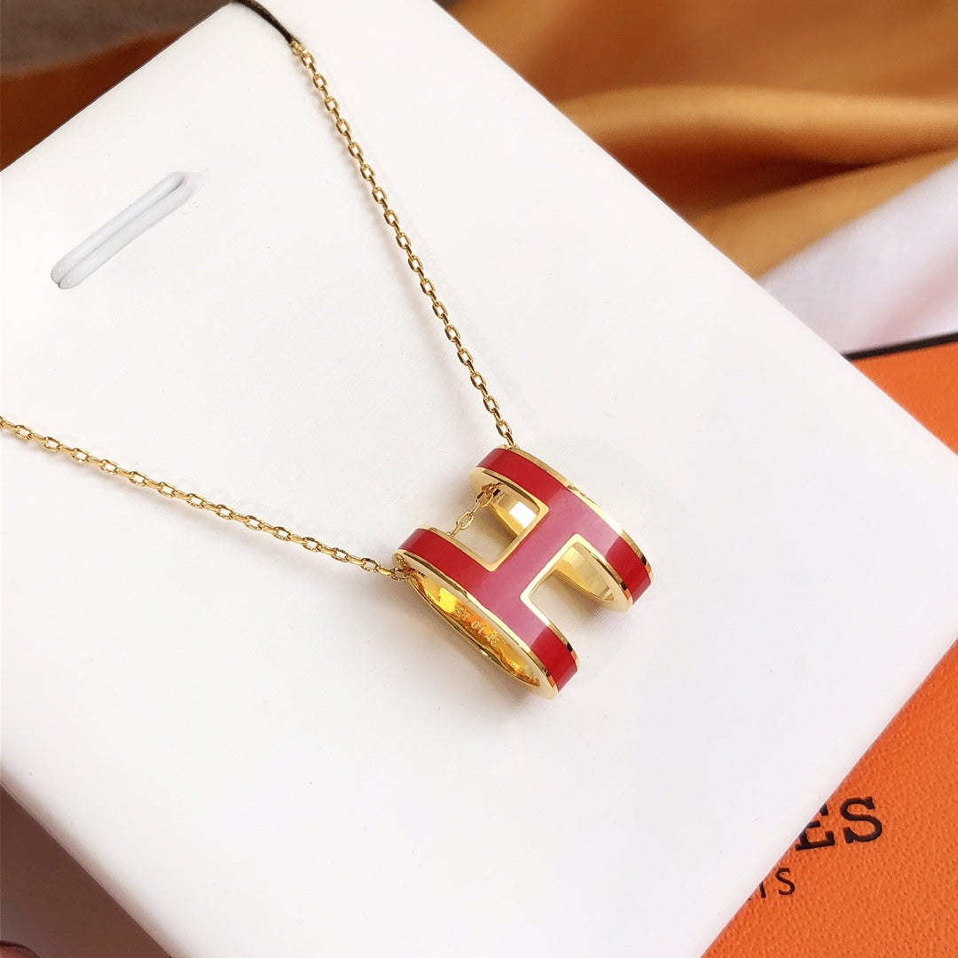 ミロ HM CLIC レッドエナメル ゴールドネックレス