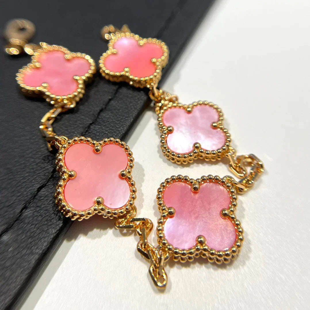 [Miro ]New  CLOVER 5 MOTIFS  PINK MOP BRACELET COLLECTION