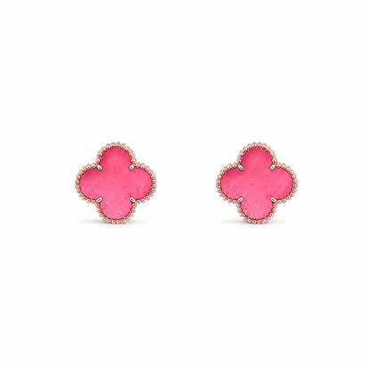 [Miro]NEW CLOVER 15MM PINK ENAMEL STUD EARRINGS