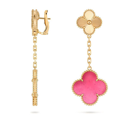[Miro]NEW CLOVER 2 MOTIF PINK ENAMEL EARRINGS
