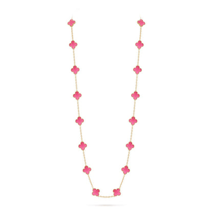 [Miro] NEW CLOVER 20 MOTIFS PINK ENAMEL NECKLACE