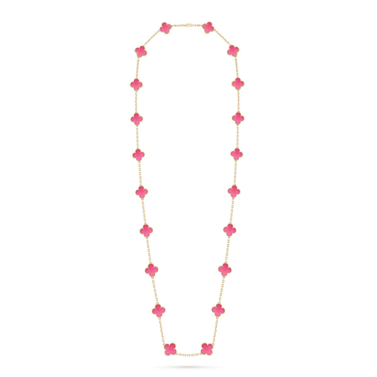 [Miro] NEW CLOVER 20 MOTIFS PINK ENAMEL NECKLACE
