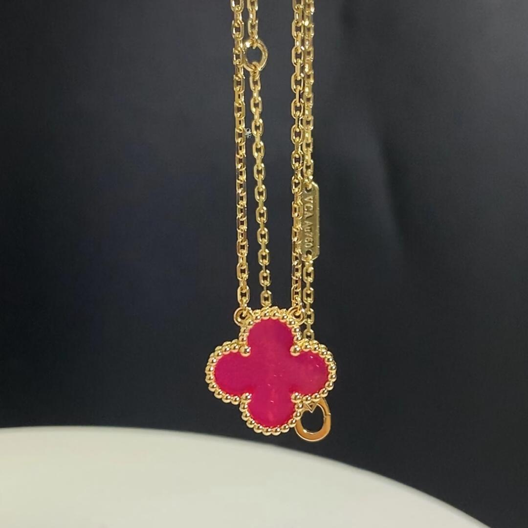 [Miro] NEW CLOVER 15MM PINK ENAMEL NECKLACE